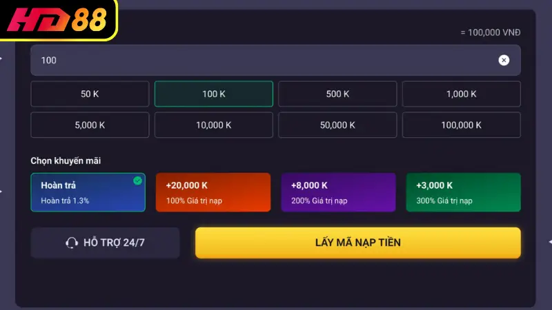 Hướng dẫn nạp và rút tiền nhanh chóng tại HD88