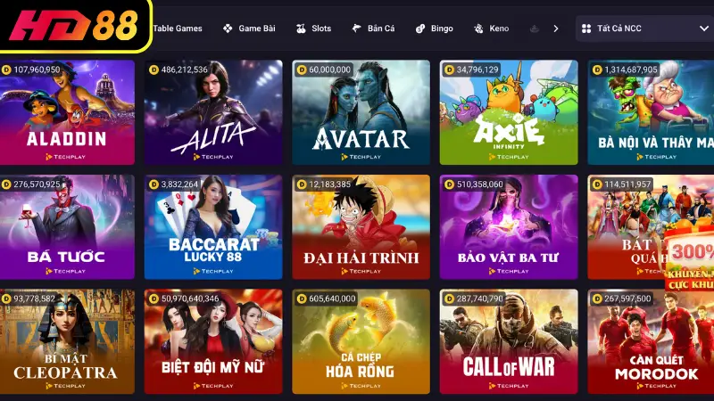 Những tựa game được yêu thích nhất tại HD88